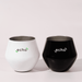 Shiraz Detachable Wine Glass - Two wine glasses, one white and one black, both featuring a logo, made for versatile use.