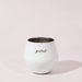 Shiraz Detachable Wine Glass - A white, detachable wine glass with a sleek design and a logo on the front.