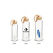 Vidro 750ml Bottle - A drink bottle featuring a clear glass body and a bamboo lid, with a rope handle. It includes branding.