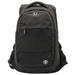 Swissdigital Bolt Anti-Theft Backpack - A black backpack with multiple compartments, zippers, and a logo on the front. Features adjustable straps.