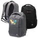 Swissdigital Commander Backpack - Three backpacks in various styles: one grey with a colourful logo, a plain black, and another grey with a logo.