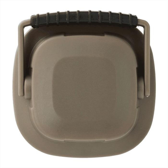 Mini Camping Lantern - A mini camping lantern in olive green, featuring a sturdy handle for easy carrying. It has a smooth, square shape.