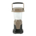 Mini Camping Lantern - A mini camping lantern in a brown and black design, featuring a textured handle and a clear light section.