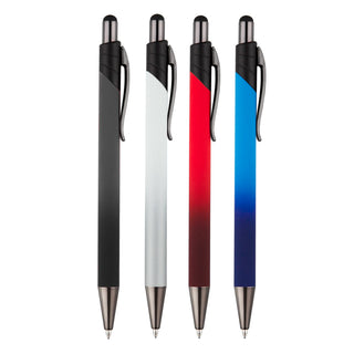 Volcano Stylus Metal Pen - A set of four Volcano Stylus Metal Pens in black, white, red, and blue gradients with metal accents.