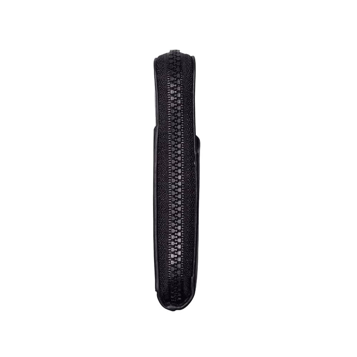 Thread Zipper Wallet - A black Thread Zipper Wallet with a textured surface and a prominent zipper along the side.
