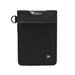 Thread Vertical Wallet - A vertical wallet in black with a textured surface and a logo, featuring a top slot for cards.