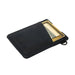 Thread Vertical Wallet - A black vertical wallet made of leather, holding cards and cash, featuring a simple design and a small logo.