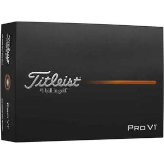 Titleist Prov1 - 3 Ball - A black box containing three Titleist Pro V1 golf balls, featuring a logo and a sleek design.