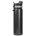 Trekk Chug or Sip Double Wall Bottle - 800ml - A drink bottle in matte black finish with a detachable lid and a textured grip band, featuring a logo.