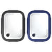 Trekk Crib Glass Lunch Box - A set of two rectangular glass lunch boxes with black and navy blue silicone lids. They include locking clips.