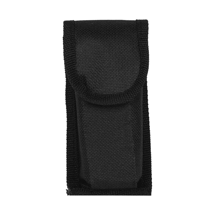 Trekk Multifunction Tool - A black pouch with a textured surface, designed to hold a multifunction tool, featuring a flap closure.