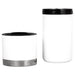 Trekk Insulated Adjustable Wine Cooler - A insulated adjustable wine cooler in white with a black lid, featuring a stainless steel base. It has a logo.