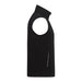 Men's Joris Eco Waterproof Softshell Vest - A black eco waterproof softshell vest featuring a high collar and side zip pocket. It has a logo on the fabric.
