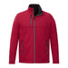 Men's Joris Eco Waterproof Softshell Jacket - A red softshell jacket featuring a zippered front and pockets, with a high collar and a logo on the chest.