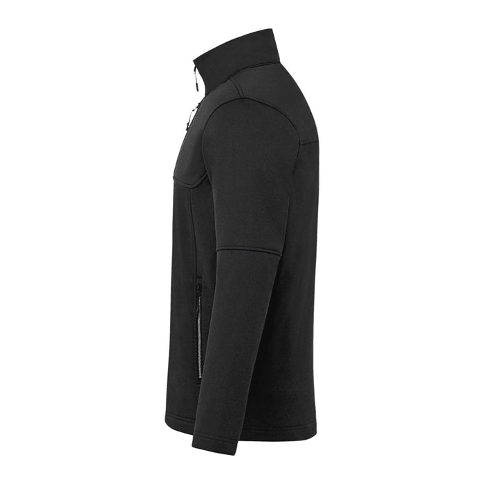 Men's Joris Eco Waterproof Softshell Jacket - A black men's softshell jacket with a zippered front pocket and a subtle logo on the chest.