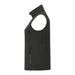 Women's Joris Eco Waterproof Softshell Vest - A women's eco waterproof softshell vest in dark grey with a zippered pocket and no sleeves. Features a branding logo.