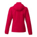 Women's TOBA Packable Jacket - A red women's packable rain jacket featuring a hood and long sleeves, showcasing a back view.