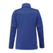 Women's Joris Eco Waterproof Softshell Jacket - A blue women's softshell jacket featuring a high collar and a sleek design, with a logo on the back.