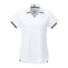 Women's Cerrado Short Sleeve Performance Polo - A women's short sleeve performance polo in white with grey accents and a v-neck design, featuring a logo.