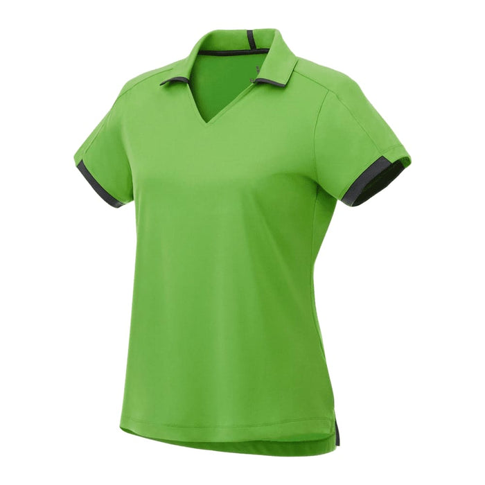 Women's Cerrado Short Sleeve Performance Polo - A green short sleeve performance polo shirt with contrasting trim and a logo.