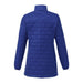 Womens Telluride Lightweight Packable Insulated Puffer Jacket - A blue women's lightweight packable insulated puffer jacket with a collar and long sleeves. Features a branding logo.