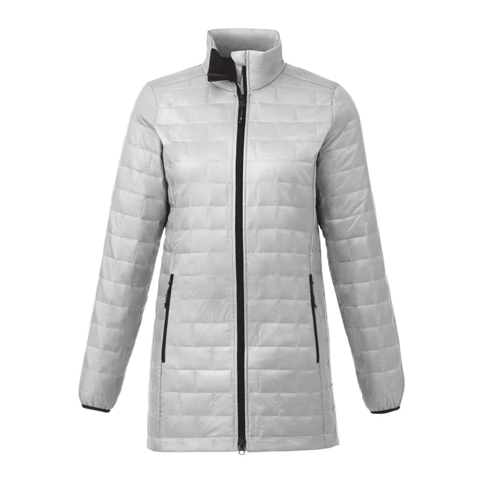 Womens Telluride Lightweight Packable Insulated Puffer Jacket - A lightweight, packable insulated puffer jacket in grey with a zip front and black accents.