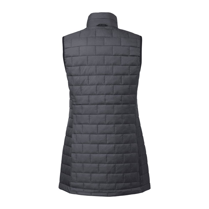 Women's Telluride Lightweight Packable Insulated Puffer Vest - A women's lightweight packable insulated puffer vest in dark grey, featuring a quilted design and a collar.