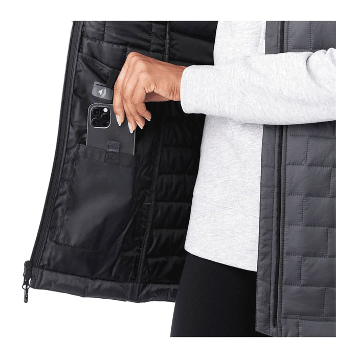 Women's Telluride Lightweight Packable Insulated Puffer Vest - A black insulated puffer vest with an interior pocket for a phone or small items. Features a quilted design.