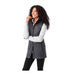 Women's Telluride Lightweight Packable Insulated Puffer Vest - A lightweight, insulated puffer vest in black, featuring a high collar and zip closure, modelled by a smiling woman.