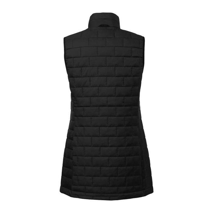 Women's Telluride Lightweight Packable Insulated Puffer Vest - A black insulated puffer vest with a packable design and a quilted texture, featuring a collar and no sleeves.
