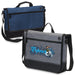 Tirano Laptop Satchel - A laptop satchel in blue and grey, featuring an artistic design and a shoulder strap. The bag includes a logo.