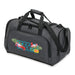 Tirano Travel Bag - A grey duffle bag with a graphic design featuring tropical elements and a logo. It has dual handles and a shoulder strap.