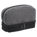 Tirano Toiletry Bag - A grey and black toiletry bag with a rounded top and dual zip closures, featuring a logo.