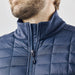 Men's Appalachian Thermal Softshell Jacket - A men's softshell jacket in navy blue with a high collar and quilted texture. Features a zippered front.