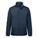 Men's Sierra Thermal Jacket - A navy blue men's thermal jacket featuring a zip front and padded sections, with a collar and a logo on the chest.