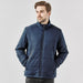 Men's Sierra Thermal Jacket - A men's navy blue thermal jacket with a zip front and stand-up collar, featuring a logo.