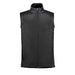 Men's Cascadia Thermal Vest - A black thermal vest with a stand-up collar and zip front, featuring shoulder panels and a simple design.