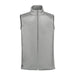 Men's Cascadia Thermal Vest - A grey men's thermal vest with a high collar and front zipper. It features a branding logo on the design.