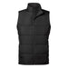 Men's Sierra Thermal Vest - A black thermal vest featuring a zip closure and a puffer design. It has a branding logo.