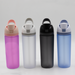 The Bondi 700ml Drinking Bottle - A drink bottle collection featuring pink, grey, black, and blue colours, each with a flip-top lid and handle.
