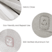 13L Insulated Reusable Bag - A close-up of a light grey fabric featuring Velcro closure, eco-friendly materials, and an aluminium foil pattern with a logo.