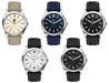 Solar Unisex Watch, rPET Strap - A collection of five unisex solar watches featuring various dial colours, with rPET straps and metallic cases. Each watch has a logo.