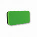 Magnetic Foam Whiteboard Eraser - A magnetic foam whiteboard eraser in bright green with a black underside. It has a contoured design.