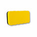 Magnetic Foam Whiteboard Eraser - A yellow magnetic foam whiteboard eraser with a textured surface and black backing. Features a logo.