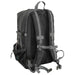 Deluge BackPack - A black backpack with grey straps, featuring multiple compartments and a mesh side pocket. It has a logo on the front.