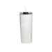 The Connor 600ml Vacuum Tumbler - A drink bottle with a sleek white exterior and a black lid featuring a straw, showcasing a modern design.