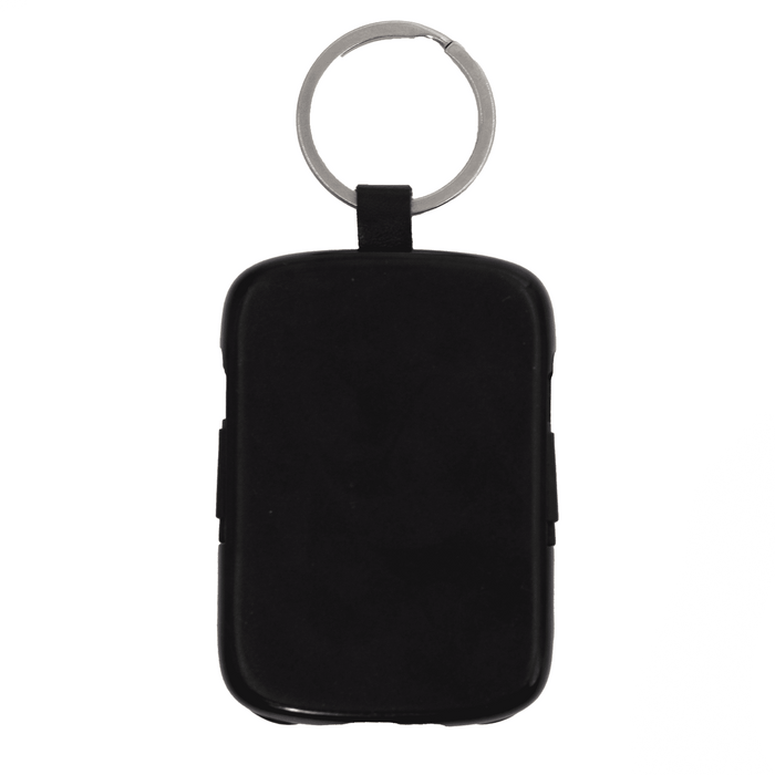 Neo Keychain Powerbank 2000mAh - A black keychain power bank with a silver ring, featuring a smooth finish and compact design.