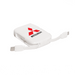 Neo Keychain Powerbank 2000mAh - A white keychain power bank with extended charging cables and a logo. It has a compact design for portability.