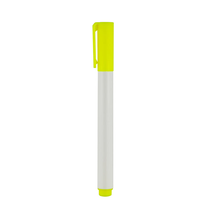 Bonack Whiteboard Marker - A whiteboard marker featuring a white body and bright yellow cap and end. It has branding on the barrel.