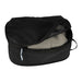 Wander & Roam Compression Packing Cube Set - A black compression packing cube with a zippered opening, containing folded clothing inside.